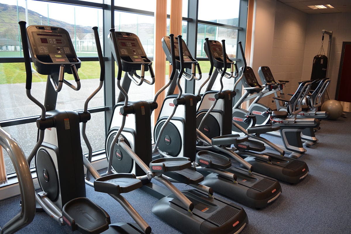 Cross trainers with view out of window