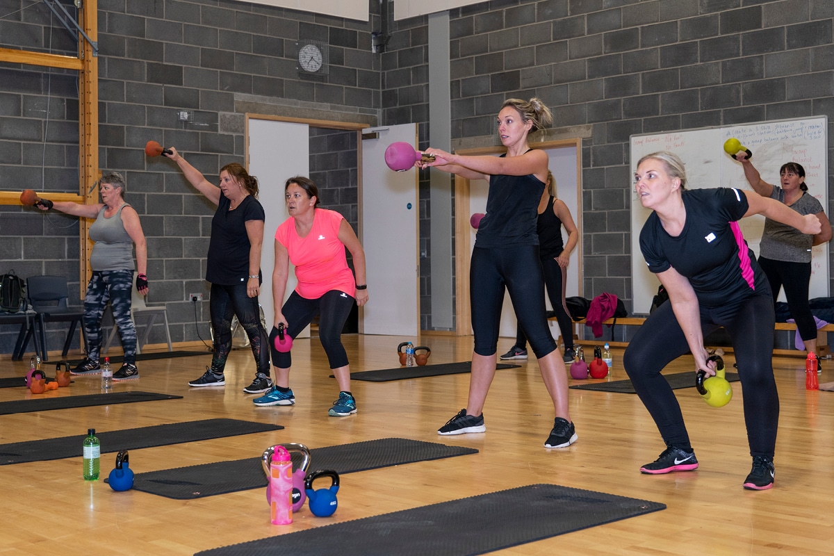 Women at Kettlebells class