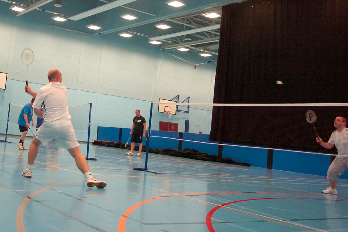 Men playing badminton