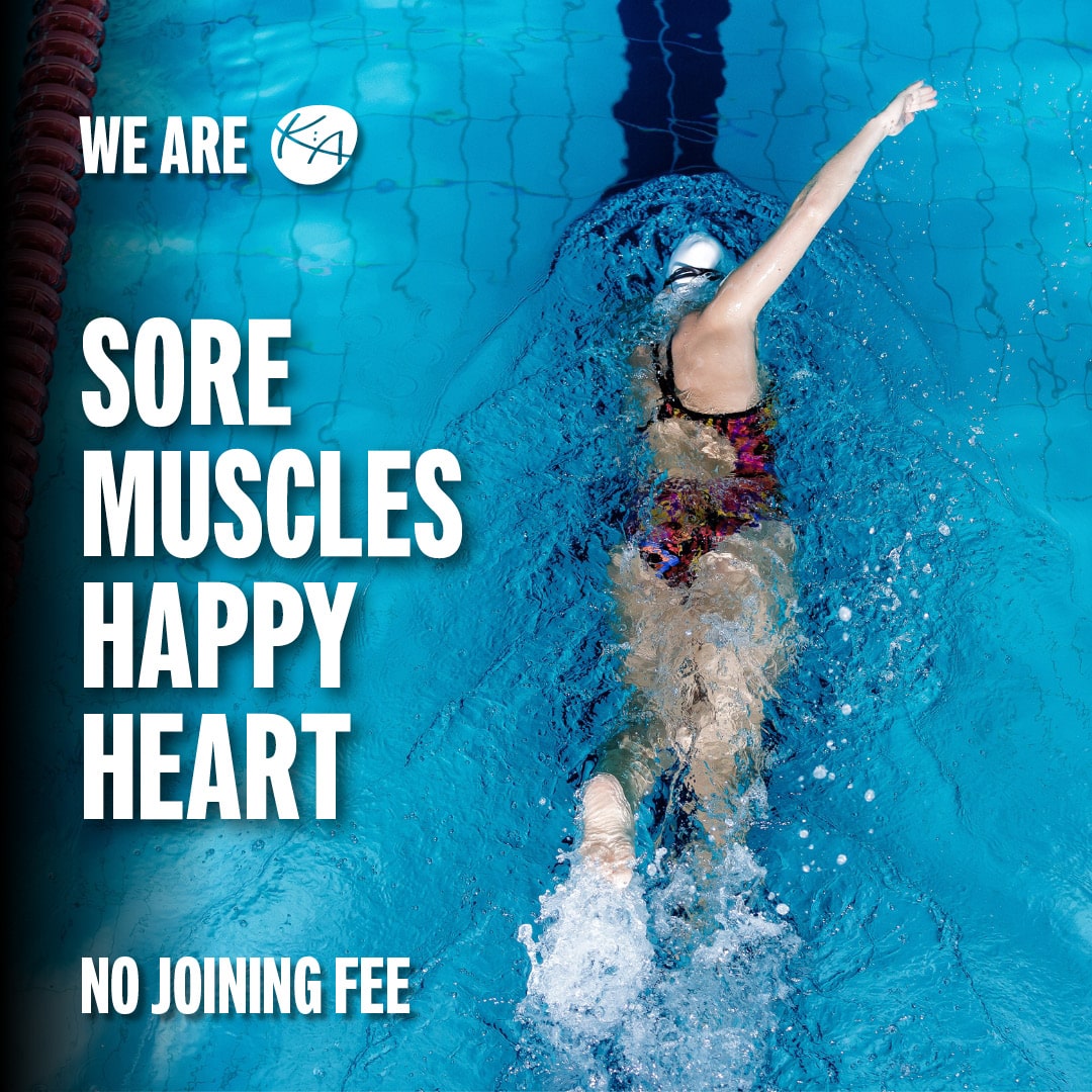 View from above of a female doing front crawl in a swimming pool