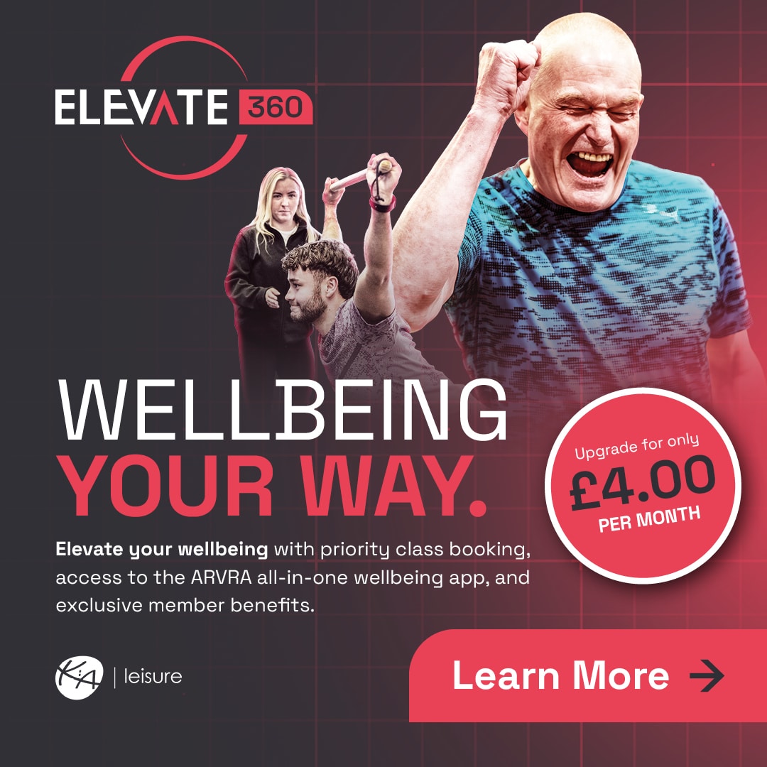 Elevate 360 graphic with the heading Wellbeing Your Way. Membership upgrade from £4 a month, click to learn more