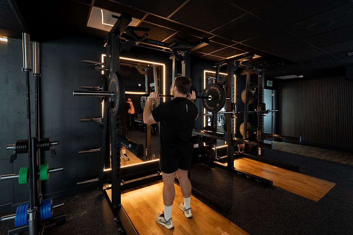 Man doing standing push